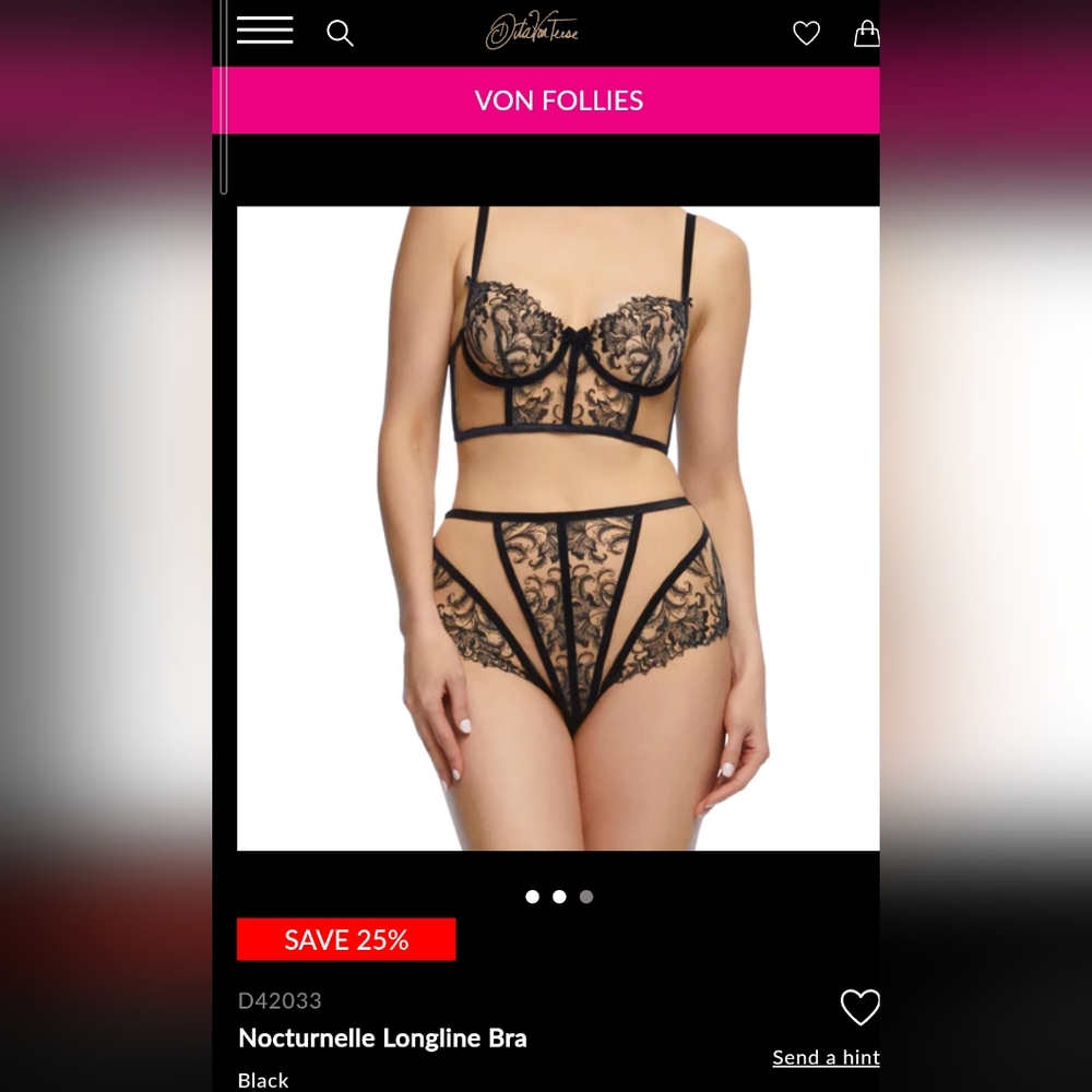 NWT Black DITA VON TEESE Nocturnelle Longline Bra 34dd Sheer Lace Balconette Hot - Picture 3 of 9